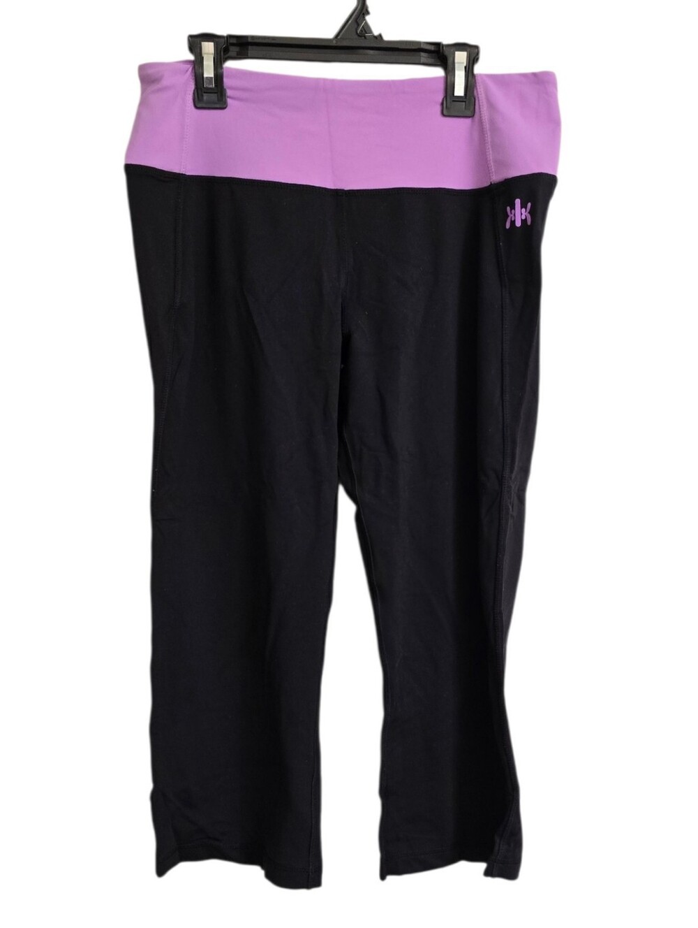Kyodan Black Purple Cropped Yoga Workout Fitness Leggings M